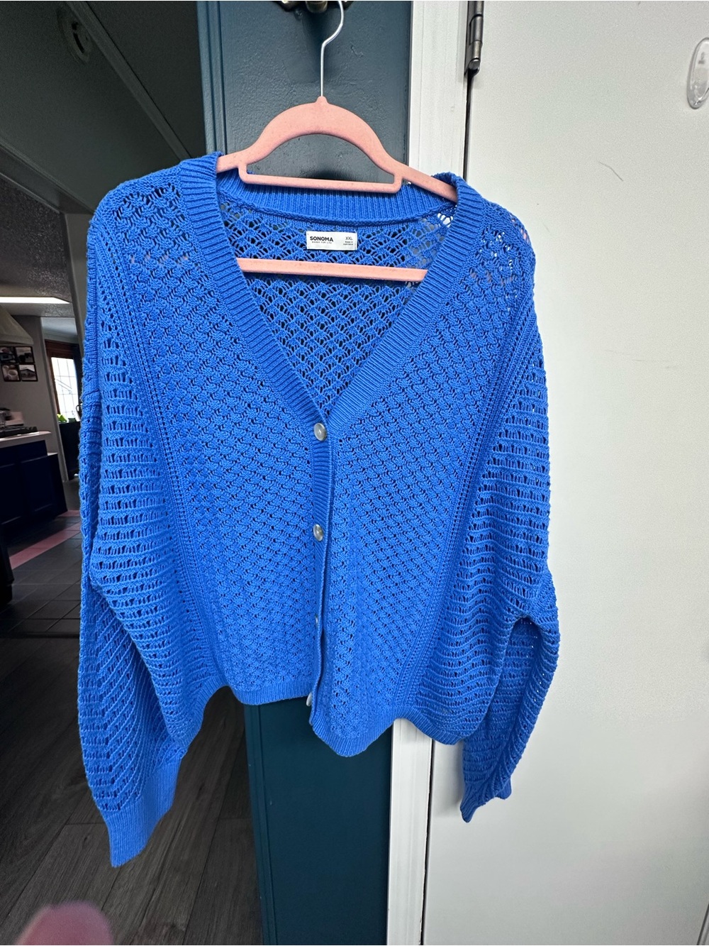 Sonoma Blue Open-Knit Button Cardigan Sweater XXL